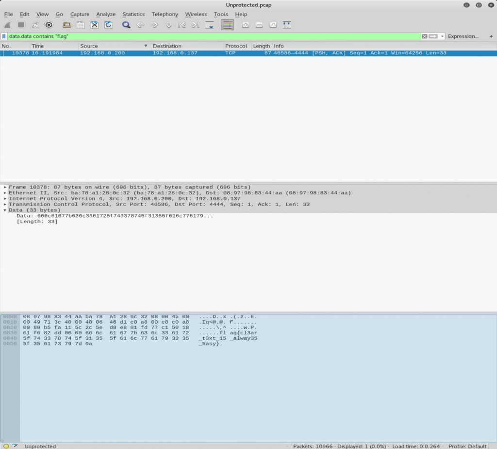 Filtered TCP packet