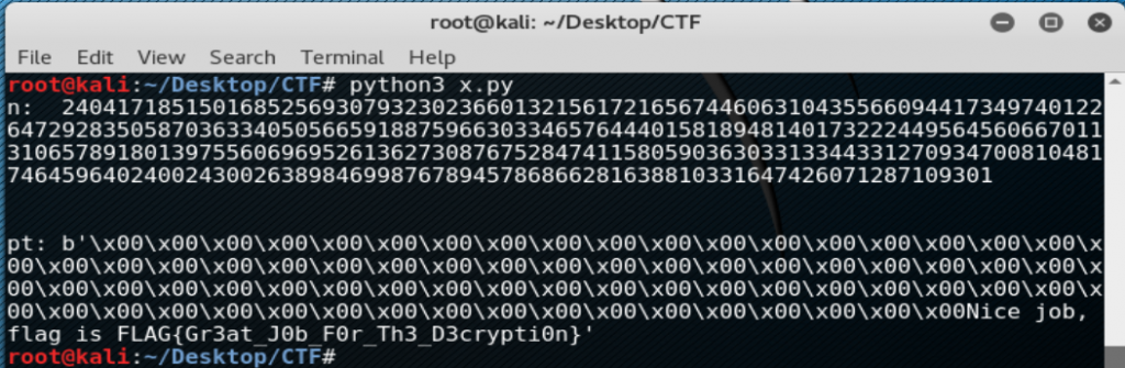 Decryption output